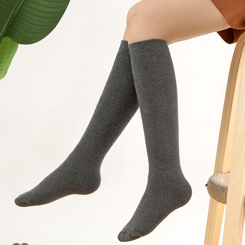 Ms. Calf High Socks Cotton Terry Socks Thick Warm Autumn And Winter Plus Velvet Long-barreled Knee-calf Socks Piles Of Socks